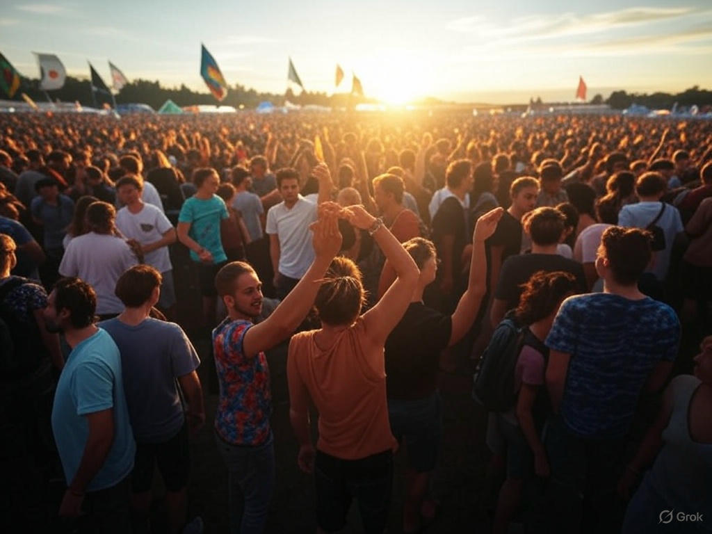Energetic crowd at concert